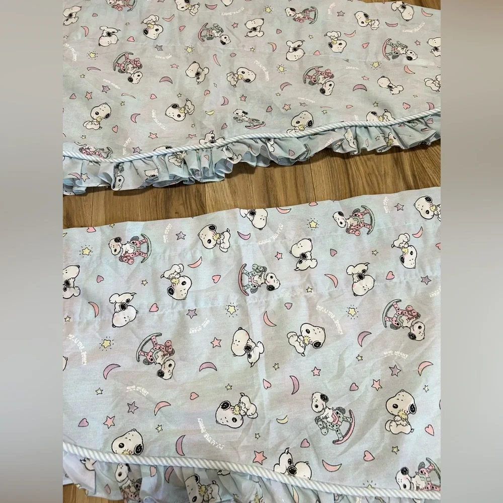 VTG My Little Snoopy Lambs & Ivy Valances Set/2 Good Night‎ Ruffles Nursery USA